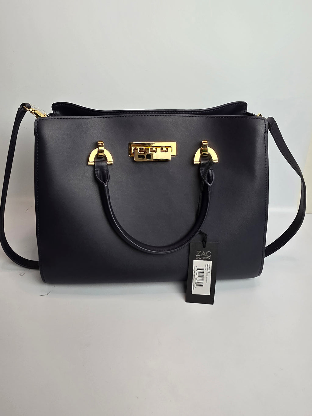 ZAC Zac Posen Leather Satchel Bag EARTHA BARREL SATCHEL OCEAN