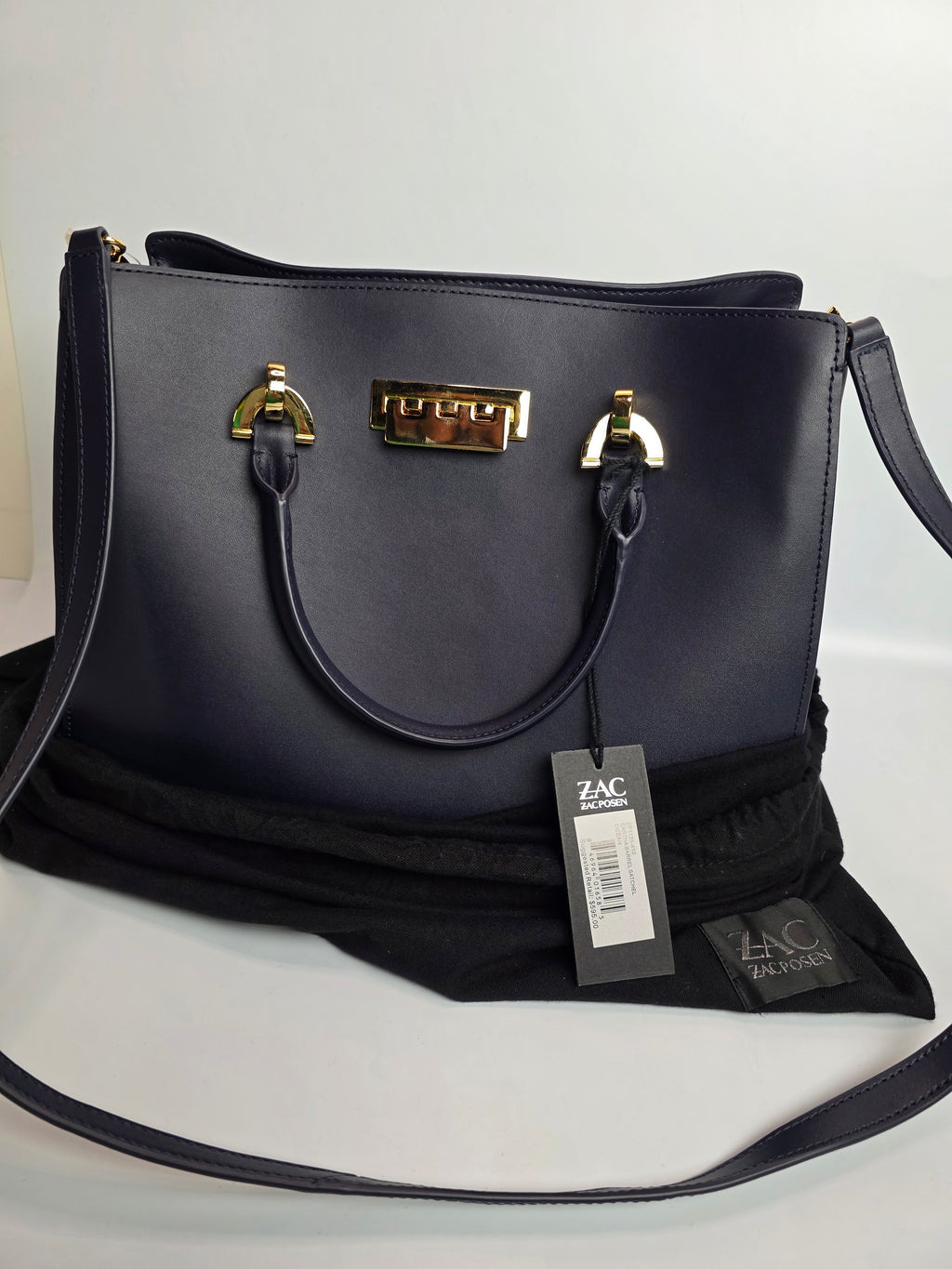 ZAC Zac Posen Leather Satchel Bag EARTHA BARREL SATCHEL OCEAN