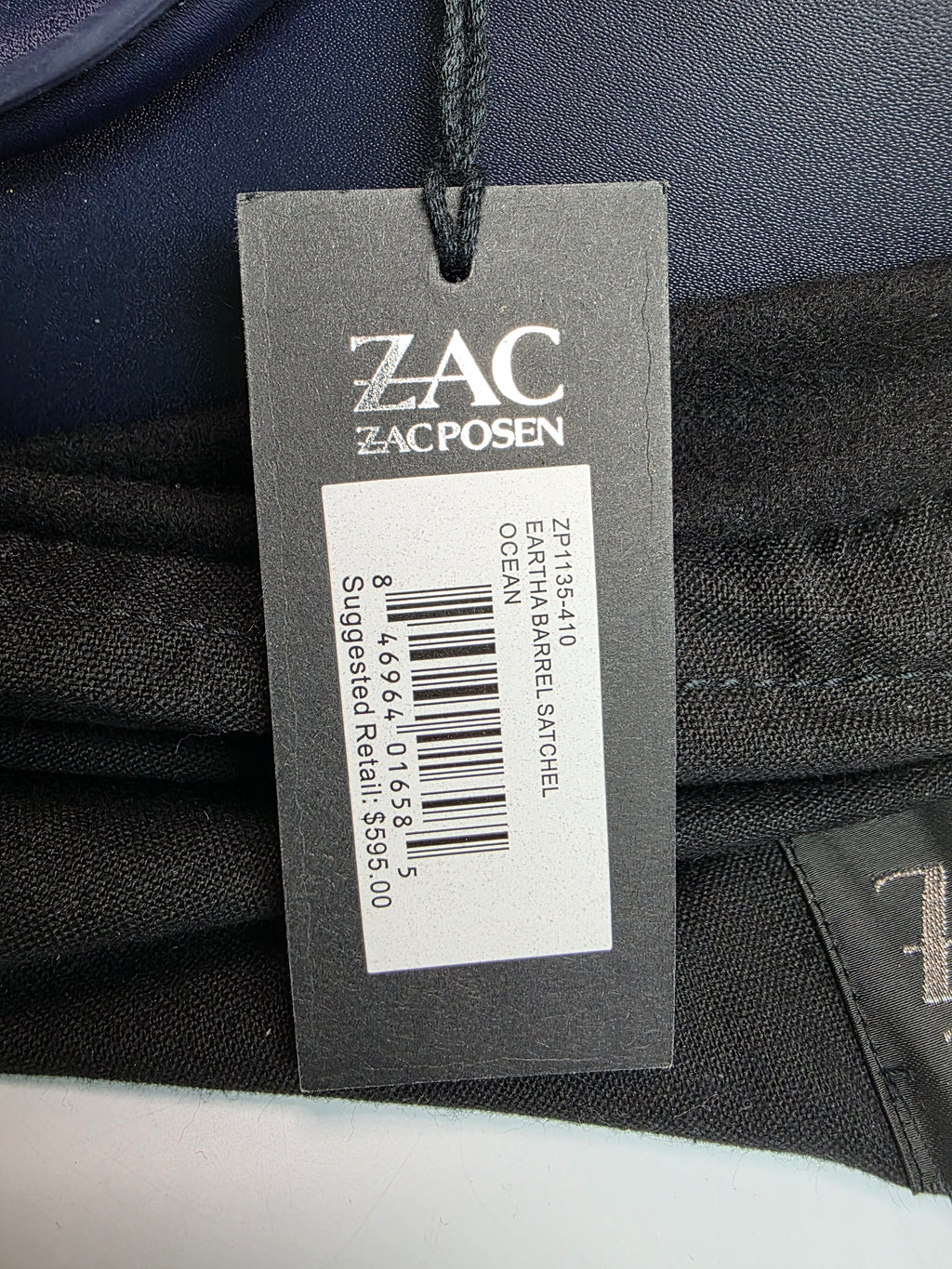 ZAC Zac Posen Leather Satchel Bag EARTHA BARREL SATCHEL OCEAN